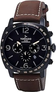 Tornado Men's Japan Quartz Movement Watch, Chronograph Display and Leather Strap - T9102-BLEB, Light Brown