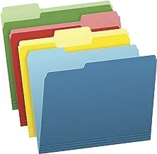 Pendaflex Two-Tone Color File Folders, Letter Size, Assorted Colors (Bright Green, Yellow, Red, Blue), 1/3-Cut Tabs, Assorted, 36 Pack (03086), 4-color