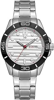 Kenneth Scott Men's Japan Quartz/AX33 Movement Watch, Analog Display and Stainless Steel Strap - K22043-SBSW, Silver