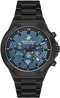 Beverly Hills Polo Club Men's JP25 Movement Watch, Multi Function Display and Metal Strap - BP3361X.690, Black