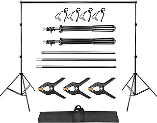 Backdrop Support Stand Kit 6.5 x 6.5ft (2 x 2M) Adjustable Photography Studio Background Stand for Photo Video Studio with Carrying Bag and Clips