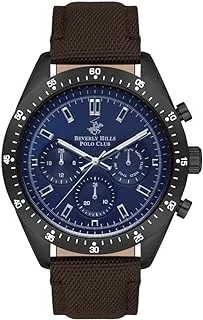 Beverly Hills Polo Club Men's VX9J Movement Watch, Multi Function Display and Leather Strap - BP3359X.692, Brown