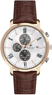 Beverly Hills Polo Club Men's Quartz Movement Watch, Multi Function Display and Leather Strap - BP3116X.432, Brown