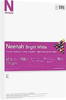 بطاقات Neenah Premium، 8.5 بوصة × 11 بوصة، 65 رطل/176 جرامًا للمتر المربع، أبيض ساطع، 100 ورقة (91901)
