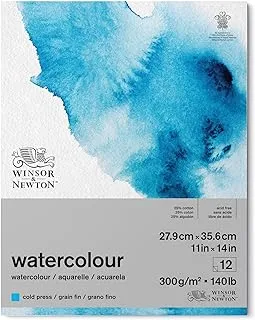 وسادة ورقية بألوان مائية كلاسيكية من وينسور آند نيوتن، 27.94 سم × 35.56 سم، أبيض طبيعي