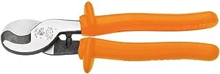 Klein Tools 63050-INS Cable Cutter, Insulated Cable Cutter w/One-Hand Shearing for Aluminum, Soft Copper, Communications Cable,Orange