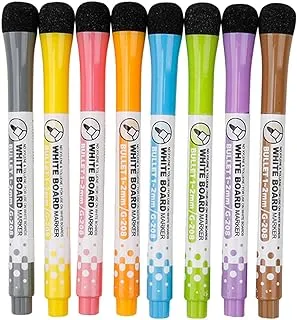 ECVV 8 Pack Whiteboard Pens Dry Erase Magnetic Whiteboard Markers Easy to Wipe Meeting Pen with Eraser Cap for Writing on Whiteboards, Glass, Mirror