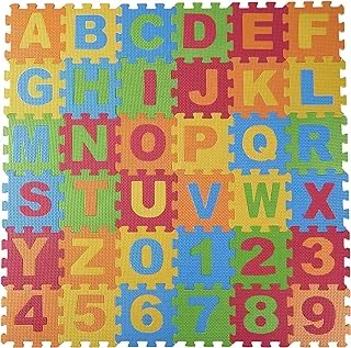 COOLBABY 36-Piece Foam Play Mat Set - Interlocking Alphabet and Numbers Puzzle Tiles for Boys and Girls - Soft, Reusable, and Easy to Clean.(14 * 14CM)