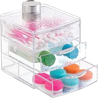 iDesign Plastic Divided 3-Drawer Vanity and Countertop Organizer, The Rain Collection – 4.5