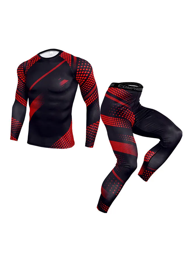 Joychic Dot Detail Cycling Jersey Suit Set Red/Black