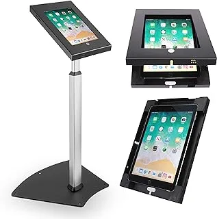 Pyle PSPADLK55 Tamper-Proof Anti-Theft iPad Kiosk Safe Security Public Floor Stand, Holder, Public Display Case with Adjustable Height & Cable Management for iPads 2/3/4/Air, Black