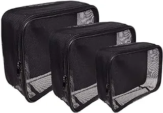 SHANY Assorted Size Cosmetics Travel Bag - Black Mesh Make Up Bag/Organizer - 3PC set