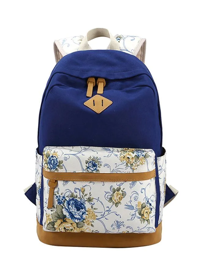 Sharpdo Fashion Flower Printed Backpack Blue/White/Yellow