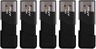 PNY Attache USB 2.0 Flash Drive, 16GB / BLACK / 5 PACK (P-FD16GX5ATT03-MP)