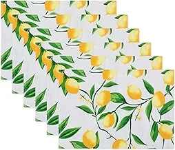 DII Lemon Bliss Outdoor Tabletop, Collection Stain Resistant & Waterproof, Reversible Placemat Set, 13x19