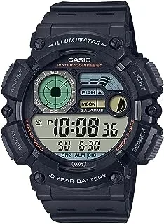 Casio Illuminator LED Light 10-Year Battery Dual-Time Moon Phase Fishing Level Watch WS-1500H-1AV ، أسود ، عصري