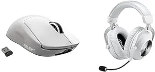 ماوس الألعاب اللاسلكي Logitech G PRO X SUPERLIGHT - ماوس ألعاب عالي السرعة وخفيف الوزن - أبيض + سماعة الألعاب اللاسلكية G PRO X 2 LIGHTSPEED، مشغلات جرافين 50 مم، بلوتوث/USB/3.5 مم Aux - أبيض