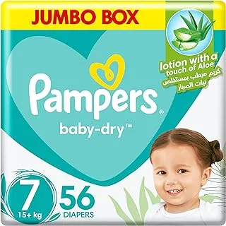 Pampers Baby-Dry, Size 7, Extra Large+, 15+ kg, Jumbo Box, 56 Diapers