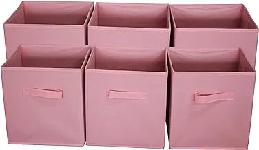 Sodynee FBA_SCB6PI Foldable Cloth Storage Cube Basket Bins Organizer Containers Drawers, 6 Pack, 11 x 10.5 x 10.5 in, New Pink