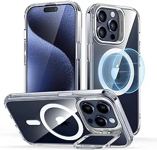 ESR for iPhone 15 Pro Max Case, Compatible with MagSafe, Military-Grade Protective Case, Built-In Stash Stand Phone Case, Scratch-Resistant Back Cover, Classic Series, Clear