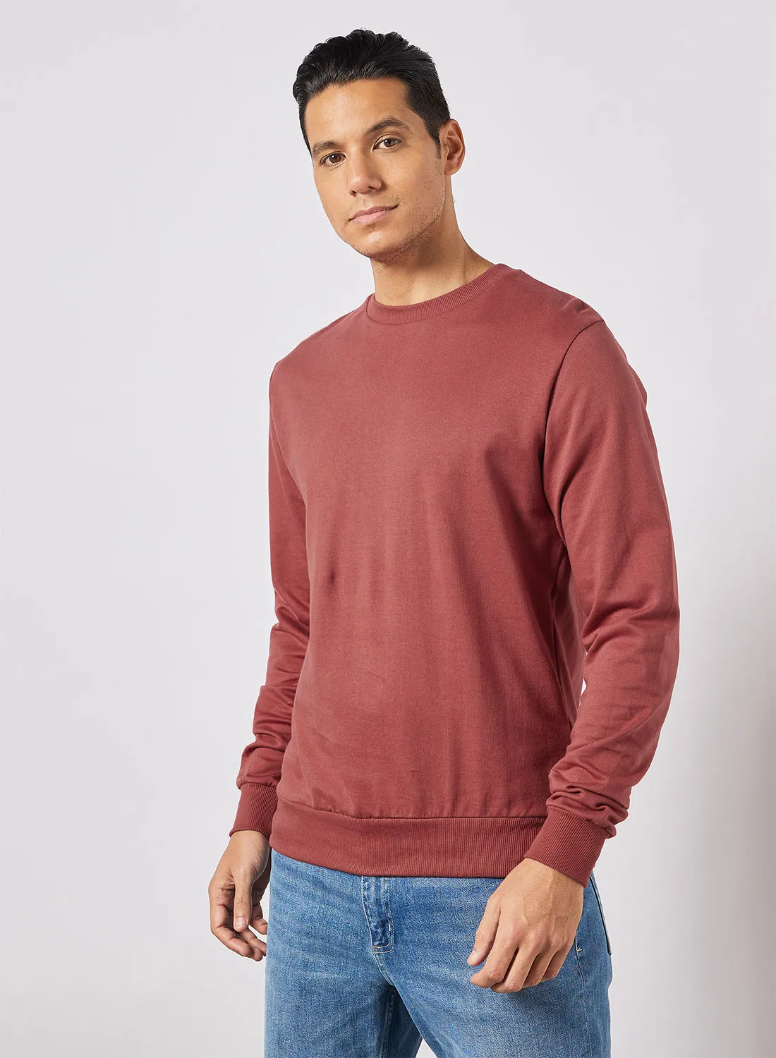 Noon East Crew Neck Men's Cotton Sweatshirt Dark Mauve