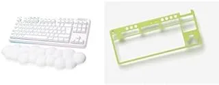 لوحة مفاتيح الألعاب الميكانيكية اللاسلكية Logitech G G715 مع إضاءة LIGHTSYNC RGB وسرعة الضوء ومفاتيح اللمس (GX Brown) ومسند راحة اليد للوحة المفاتيح، متوافق مع أجهزة الكمبيوتر الشخصية وأجهزة Mac - ضباب أبيض + لوحة علوية - فلاش أخضر