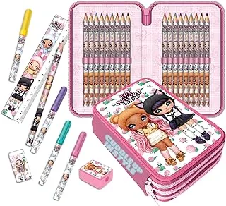 Na!Na!Na! Surprise 3-Zipper Pencil Case (Filled) - An All-in-One Pencil Case for Kids Ages 4 and Above