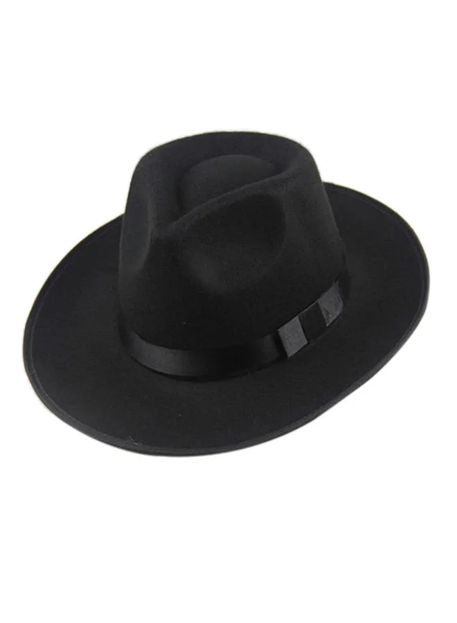 Bluelans Wide Brim Fedora Panama Hat Black