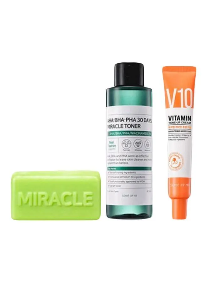 Some by Mi Miracle Soap With Miracle Toner And V10 Vitamin Tone-Up Cream Set