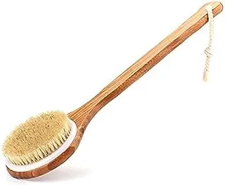 COOLBABY Bath Body Brush Long Handle Bath Back Spa Clean Bath Brush Natural Bristle Shower Brushes Improves Blood Circulation, Exfoliates, Skin Health Wet Or Dry Back Scrubber, Brown