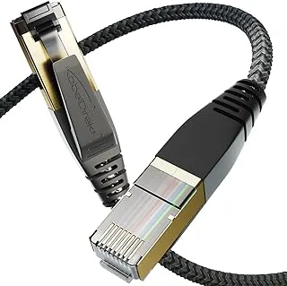 CAT8 Ethernet cable – 1m – Internet, patch & network cable with flexible break-proof braiding design & lightning-fast bit rates of 40Gbps (CAT8.1, ideal for Gaming/PS5/Xbox/Switch) by CableDirect