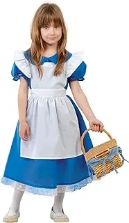 زي الفتاة الصغيرة باللون الأزرق، 3-4 سنوات. يتضمن الزي: فستان، مريلة