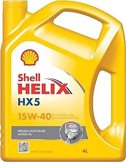 زيت محرك شل هيليكس HX5 15W-40 API SN المعدني الفاخر لسيارات الديزل والبنزين (4 لتر)