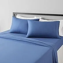 Amazon Basics Lightweight Super Soft Easy Care Microfiber Bed Sheet Set with 14” Deep Pockets - King, Dutch Blue