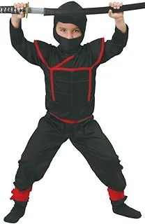 Kids Shinobi (Ninja) Costume, Size 7-9 Years. Includes: Mask, jumpsuit with hood and ribbons, belt
