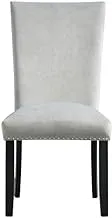Roots Furniture Francesca Rectangular Dining Side Chair with Nailhead Trim, Grey