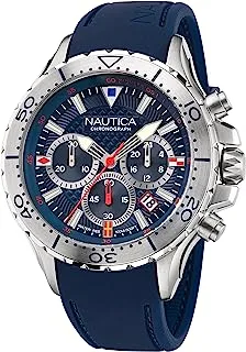 Nautica Men's NST Chrono Blue Silicone Strap Watch (Model: NAPNSF201), Blue