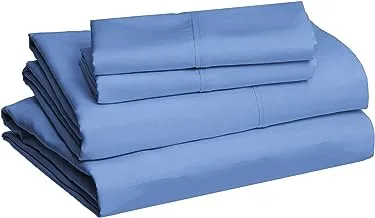 مجموعة ملاءات سرير من الألياف الدقيقة خفيفة الوزن فائقة النعومة وسهلة العناية من أمازون بيسيكس مع جيوب عميقة مقاس 14 بوصة - كينج، أزرق هولندي