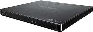 LG Electronics BP60NB10 محرك أقراص هجين محمول فائق النحافة UHD 4K/Blu-ray/DVD+/-RW، متوافق مع USB 3.0، أجهزة الكمبيوتر الشخصية Windows، Linux، Mac OS، مع دعم M-DISC، تقليل الضوضاء، أسود