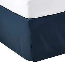 أمازون بيسيكس تنورة سرير بطيات خفيفة الوزن - كوين ، أزرق كحلي