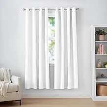Amazon Basics Room Darkening Blackout Window Curtains with Grommets - 52 x 84-Inch, White, 2 Panels