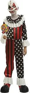 Scary Carnival Clown Kids Costume size: 8-10 years. Includes: Latex mask, Overall