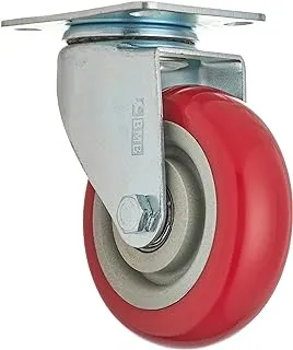 BMB Tools Red PVC Medium Duty Caster Ball Bearing Swivel 100mm Plate Casters |Material Handling Products | Industrial Casters