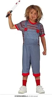 Chucky Doll Costume, Size: 7-9 Years. Includes: T-shirt, Dungarees