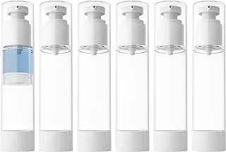 3.4 Oz 100ml Clear Airless Cosmetic Cream Pump Bottle Travel Size Dispenser Refillable Containers for Foundation Shampoo (Pack of 6)