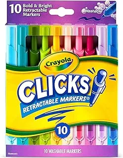 Crayola Washable Clicks Retractable Markers, Bold/Bright Colors, 10ct