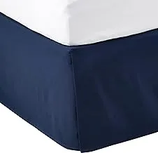 Amazon Basics Pleated Bed Skirt - Twin, Navy Blue