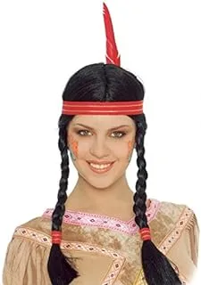 Indian Woman Braided Wig With Feather (Box Contain