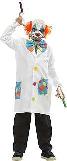Doctor Patches Clown Kids Costume, size: 8-10 Years. Includes: Latex mask, Doctor coat, Bowtie