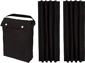 Amazon Basics Portable Window Blackout Curtain Shade with Suction Cups for Travel, 2-Pack, 1.98 M L x 1.27 M W, Black